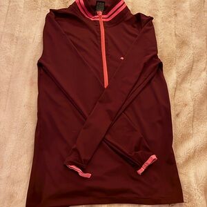 PINK Victoria's Secret Maroon and Pink Long Sleeve Top